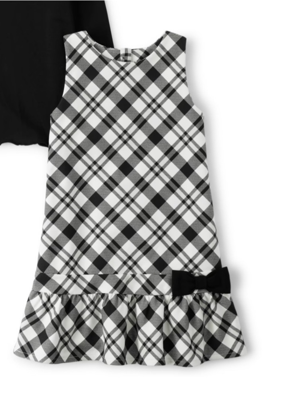 Gymboree Black & White Plaid Bow Ruffle Dress